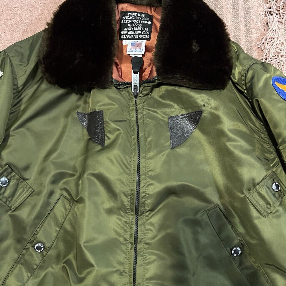 Avirex Vintage Type B-15 Flight Jacket Authentic Aviator LTD Flight Mens‎ SZ LRG - Picture 9 of 16